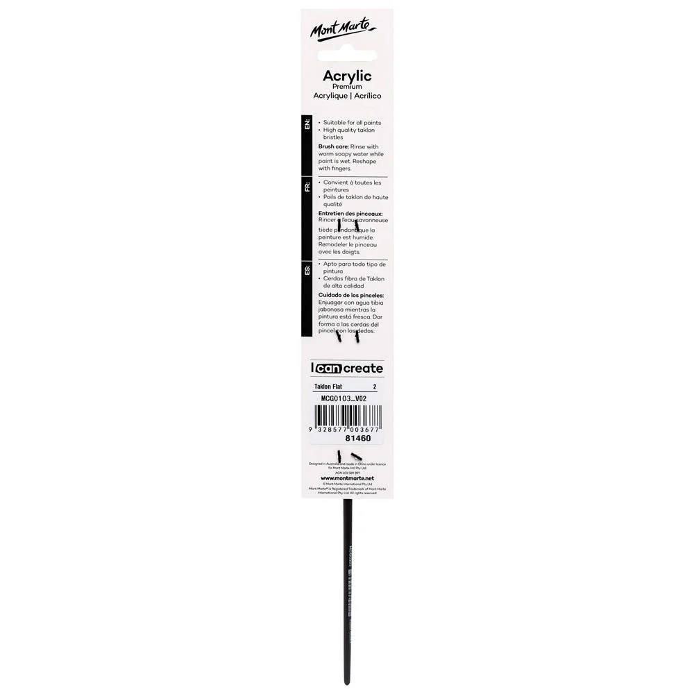Artist Acrylic Brush Premium Taklon Flat Long 2 - Image 3