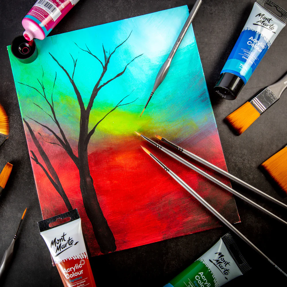 Artist Acrylic Brush Premium Taklon Flat Long 2 - Image 7