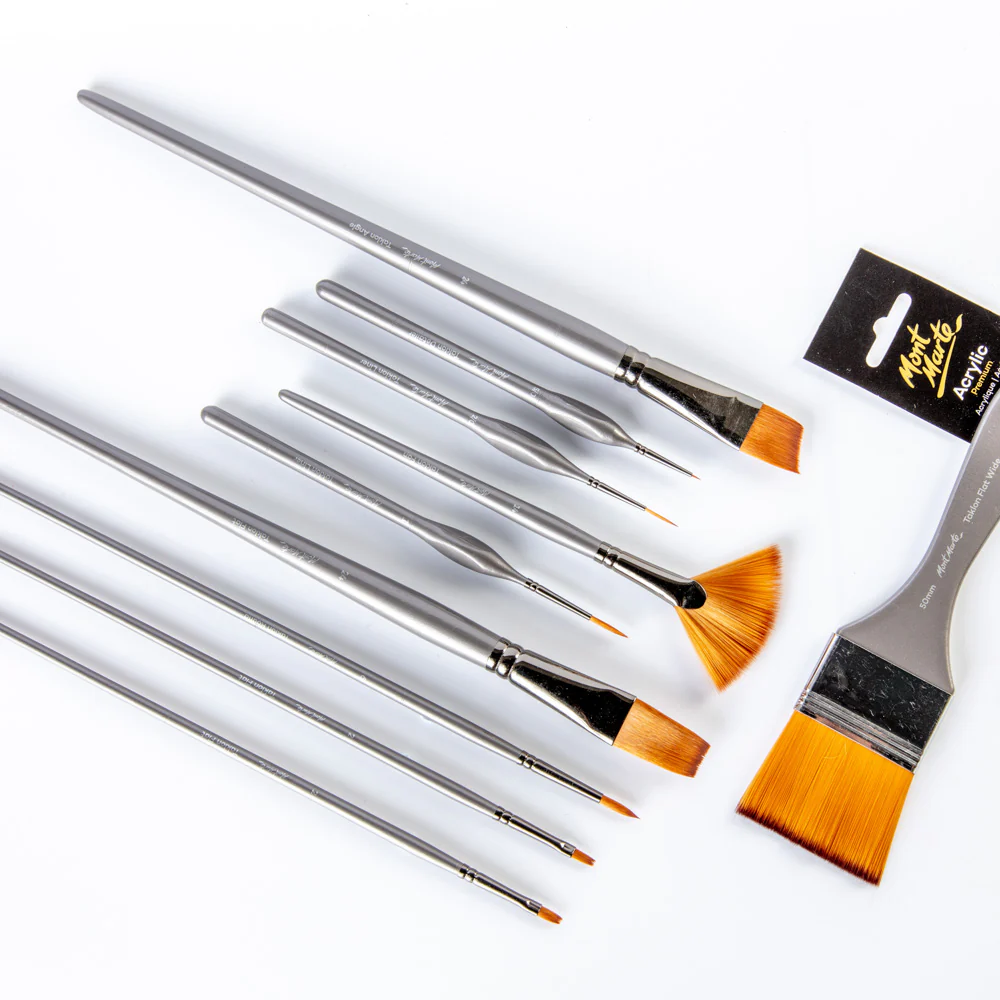 Artist Acrylic Brush Premium Taklon Flat Long 2 - Image 8