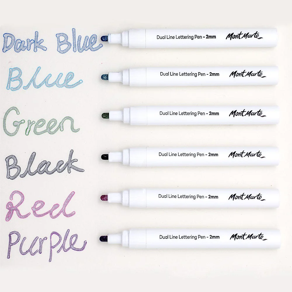 Dual Line Lettering Pens Signature 2mm (0.08in) Tip 6pc - Image 3