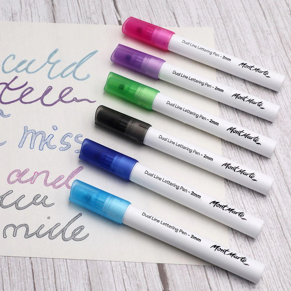Dual Line Lettering Pens Signature 2mm (0.08in) Tip 6pc - Image 4