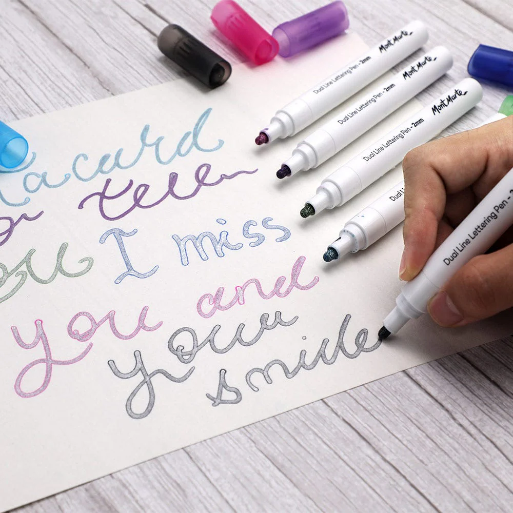 Dual Line Lettering Pens Signature 2mm (0.08in) Tip 6pc - Image 5