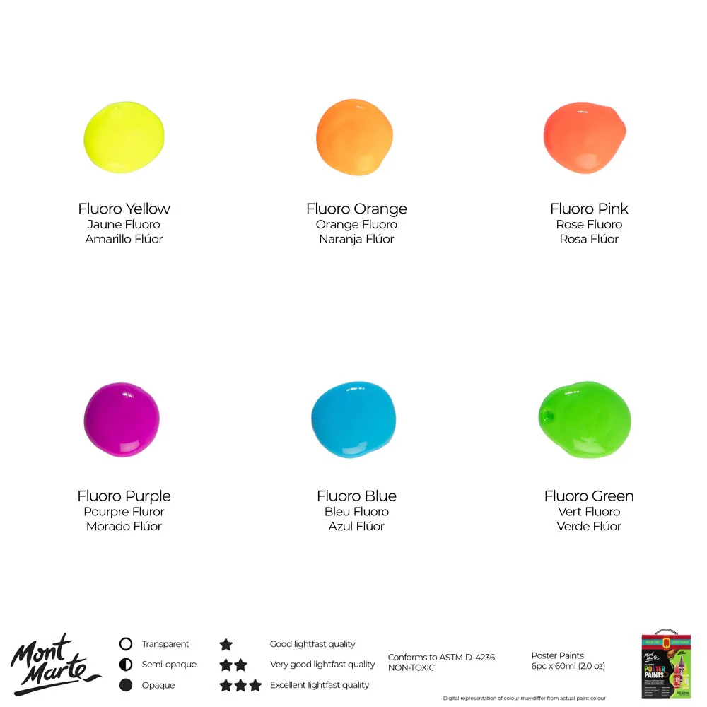 Fluoro Poster Paints 6pc x 60ml - Image 11