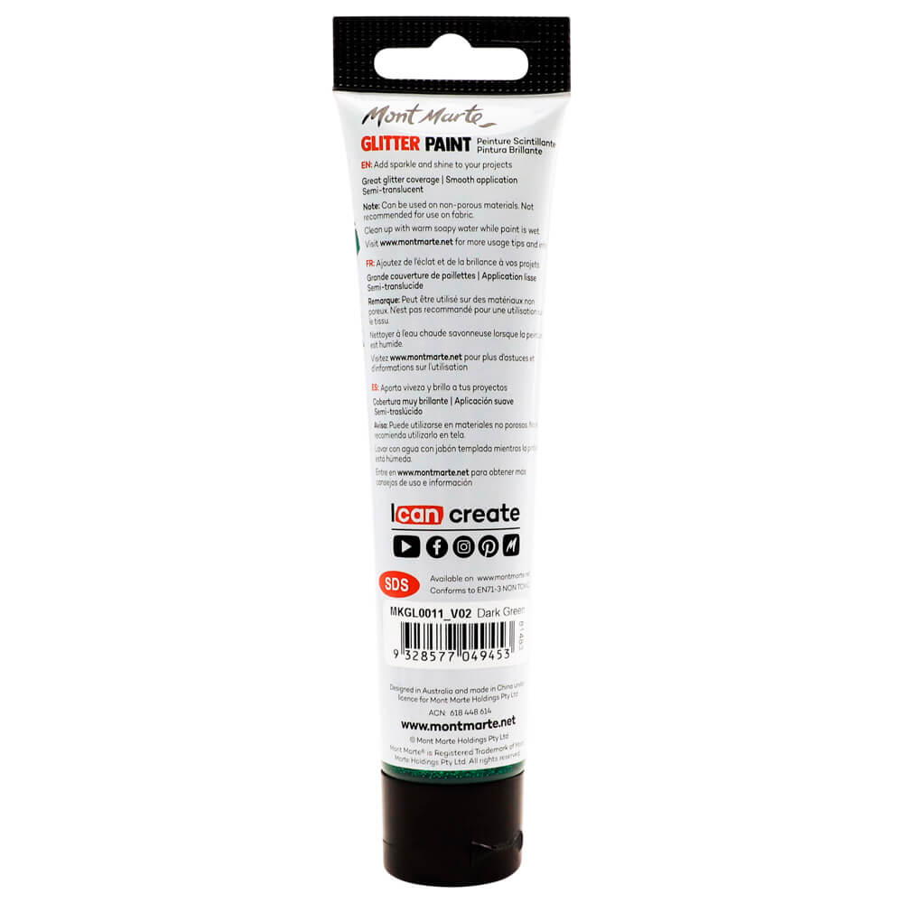 Glitter Paint 75ml - Dark Green - Image 3