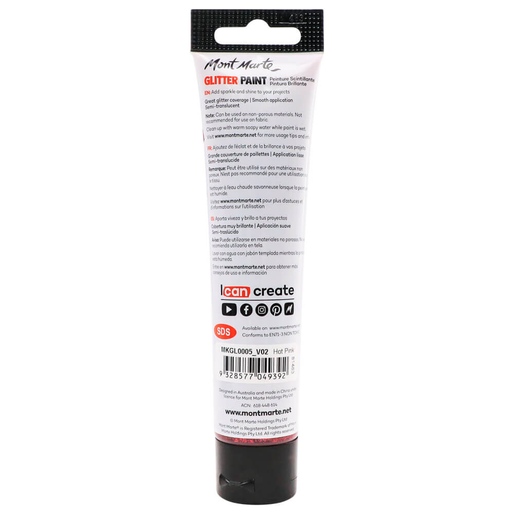 Glitter Paint 75ml - Hot Pink - Image 3