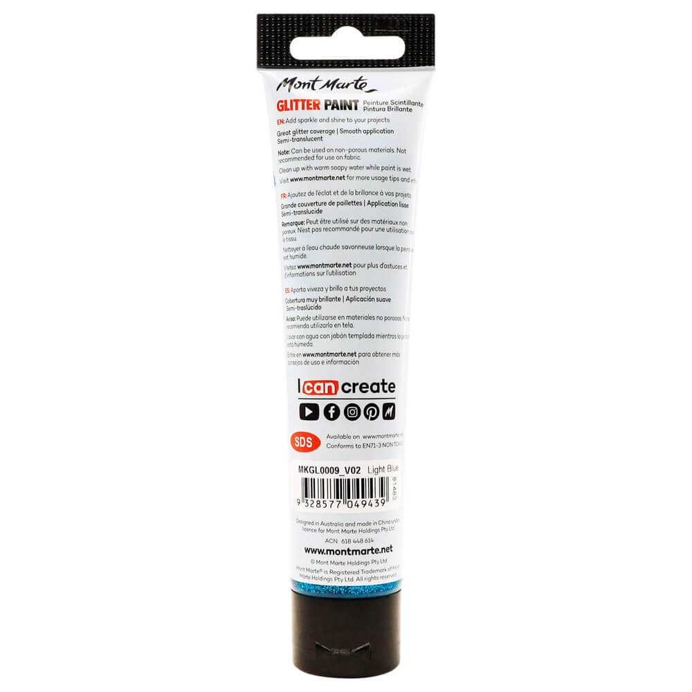 Glitter Paint 75ml - Light Blue - Image 3