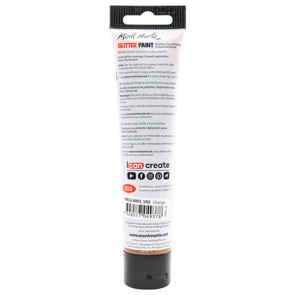 Glitter Paint 75ml - Orange - Image 3