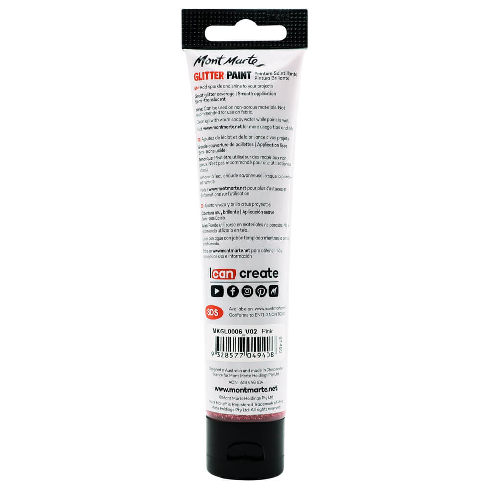 Glitter Paint 75ml - Pink - Image 3