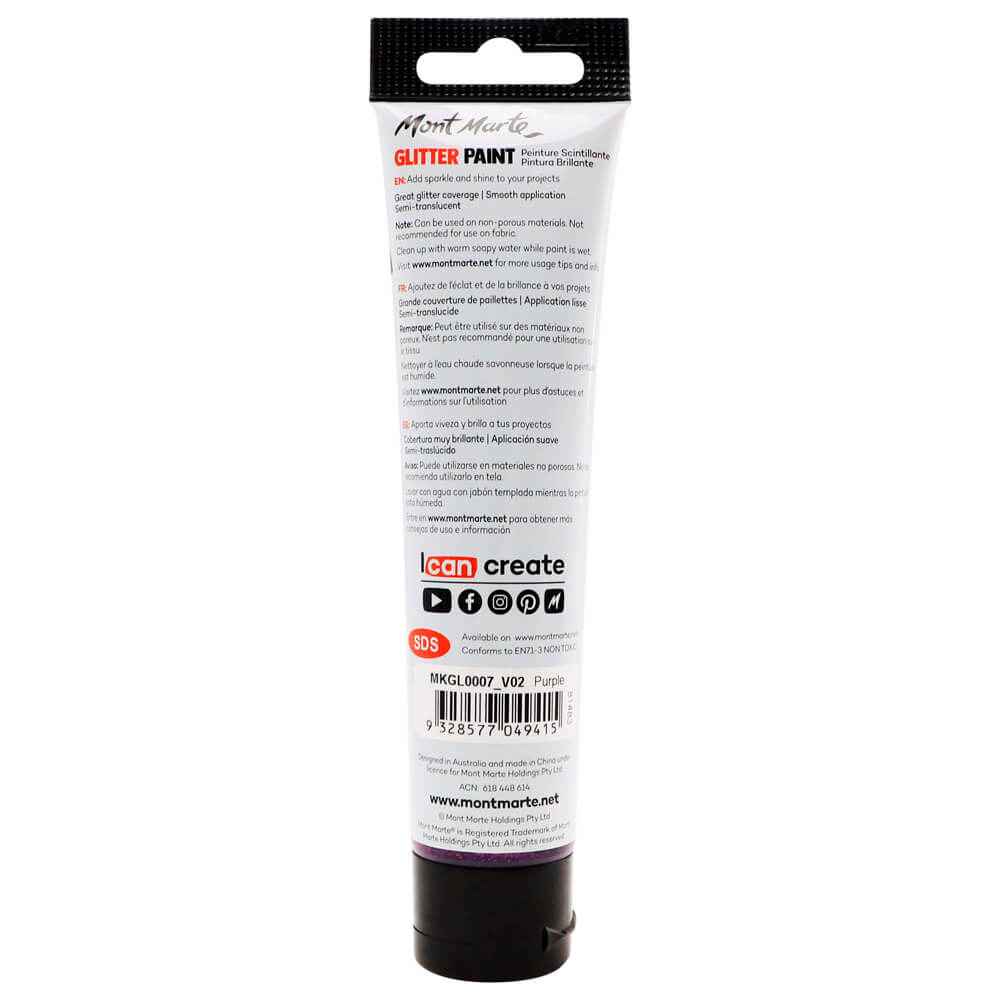 Glitter Paint 75ml - Purple - Image 3