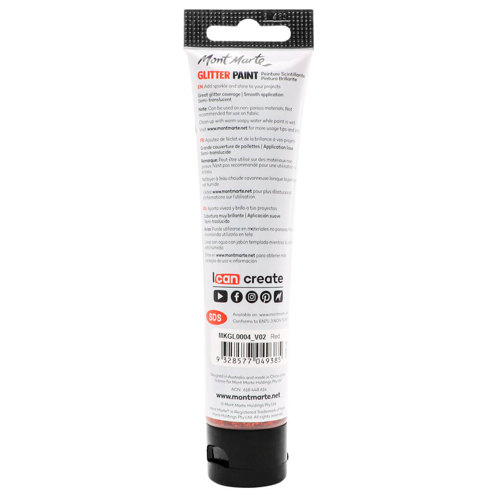 Glitter Paint 75ml - Red - Image 3