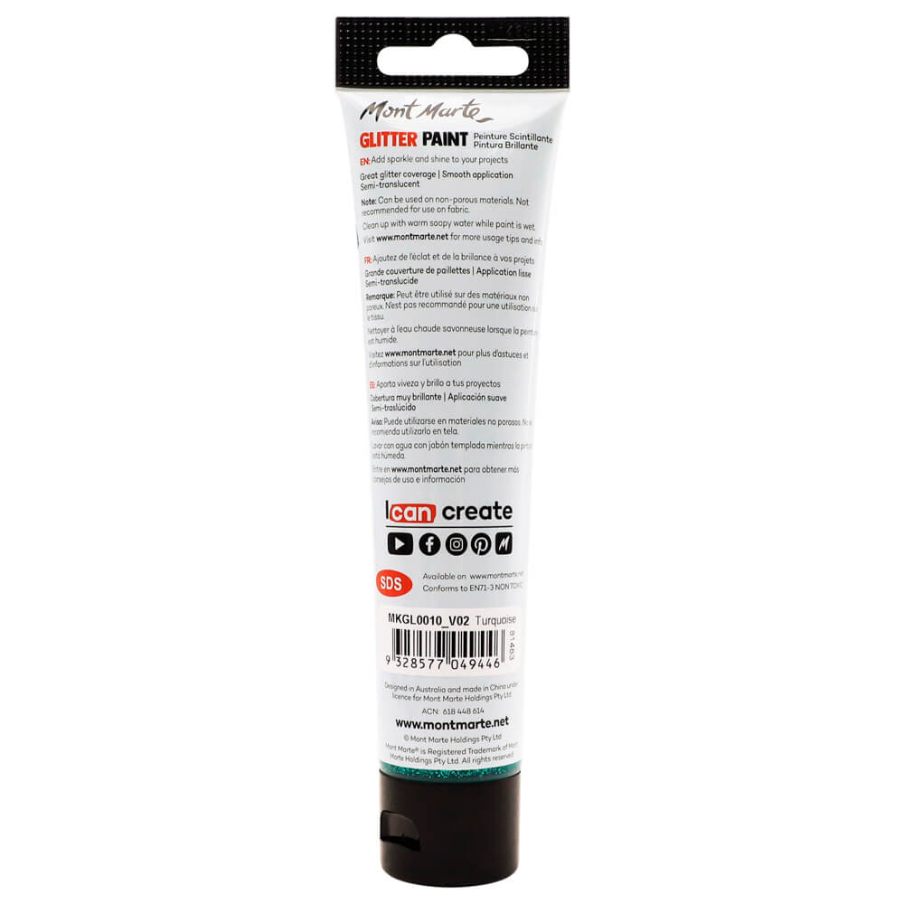 Glitter Paint 75ml - Turquoise - Image 3