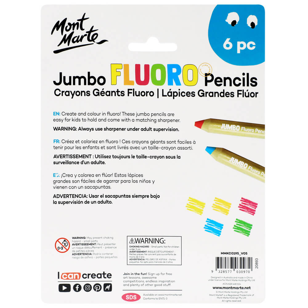 Jumbo Fluoro Pencils 6pc - Image 3