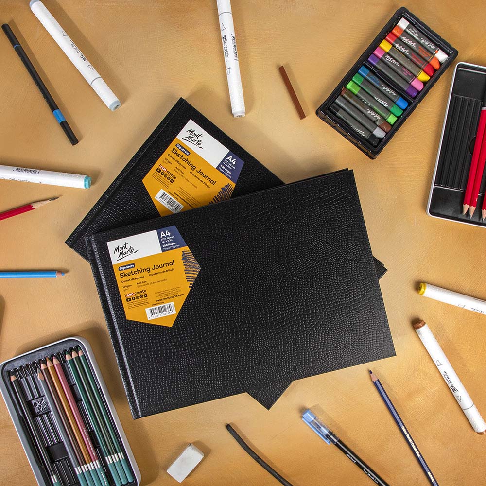 Sketching Journal Croc Finish Signature 150gsm A4 Landscape 100 Page - Image 9