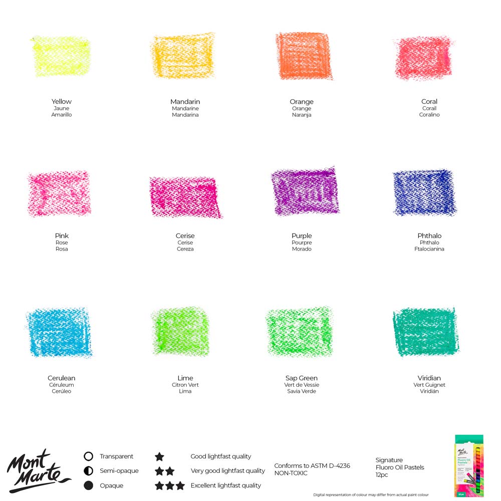 Watersoluble Fluoro Oil Pastels Signature 12pc - Image 9
